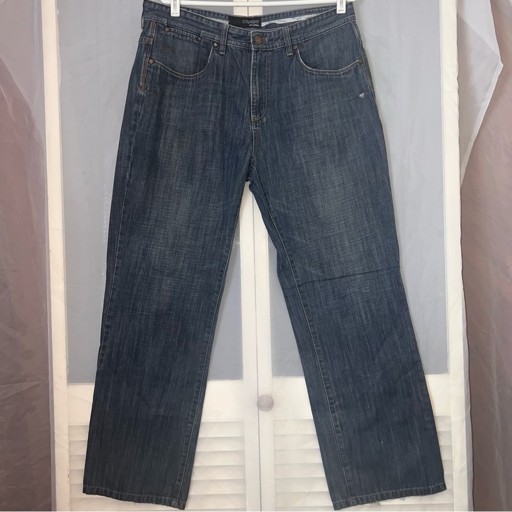 Anchor Blue Straight Leg Jeans 36x32 Medium Wash Distressed Denim Y2K Skater